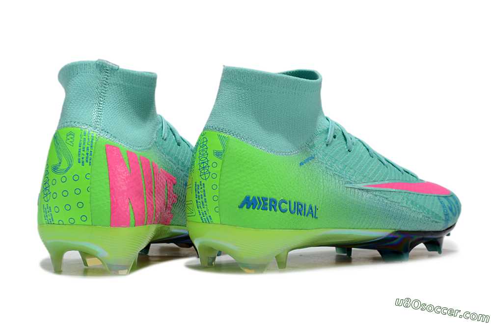 Nike Air Zoom Mercurial Superfly 10 Elite FG Firm Ground Soccer Cleats - Jade/Pink/Blue 7