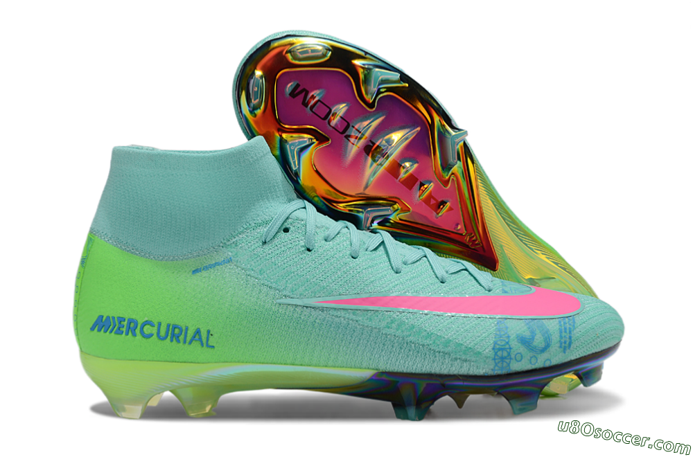 Nike Air Zoom Mercurial Superfly 10 Elite FG Firm Ground Soccer Cleats - Jade/Pink/Blue 1