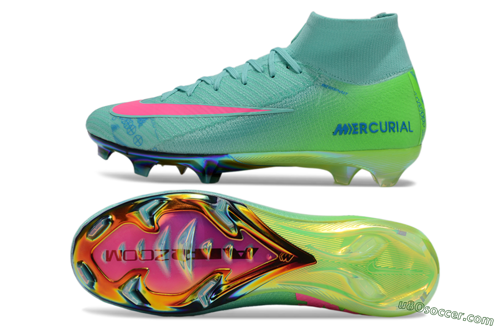 Nike Air Zoom Mercurial Superfly 10 Elite FG Firm Ground Soccer Cleats - Jade/Pink/Blue 0