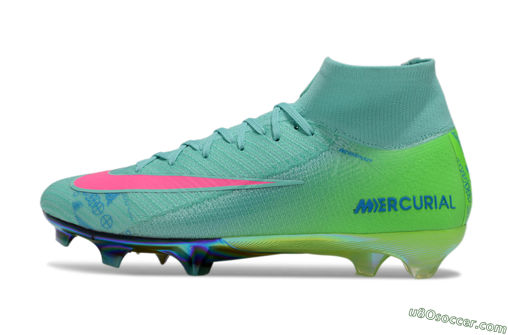 Nike Air Zoom Mercurial Superfly 10 Elite FG Firm Ground Soccer Cleats - Jade/Pink/Blue 2