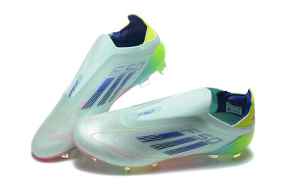 Adidas F50 Elite Laceless FG Firm Ground Soccer Cleats - Jade/Blue/Pink/Yellow