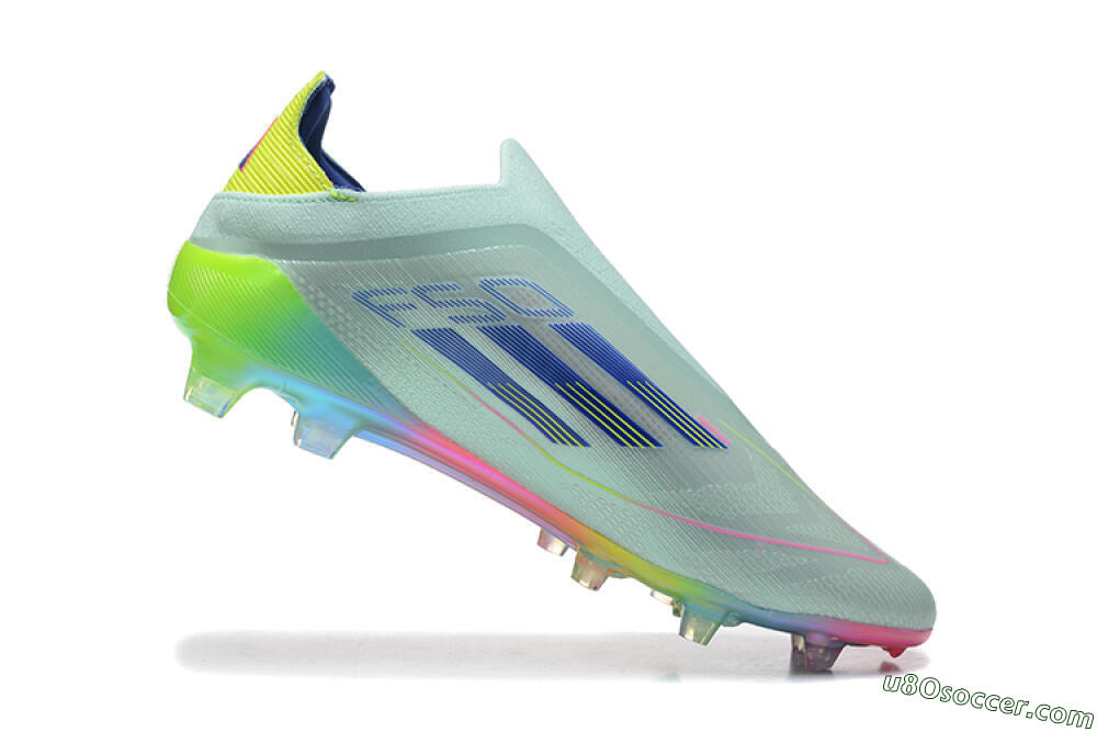 Adidas F50 Elite Laceless FG Firm Ground Soccer Cleats - Jade/Blue/Pink/Yellow 7