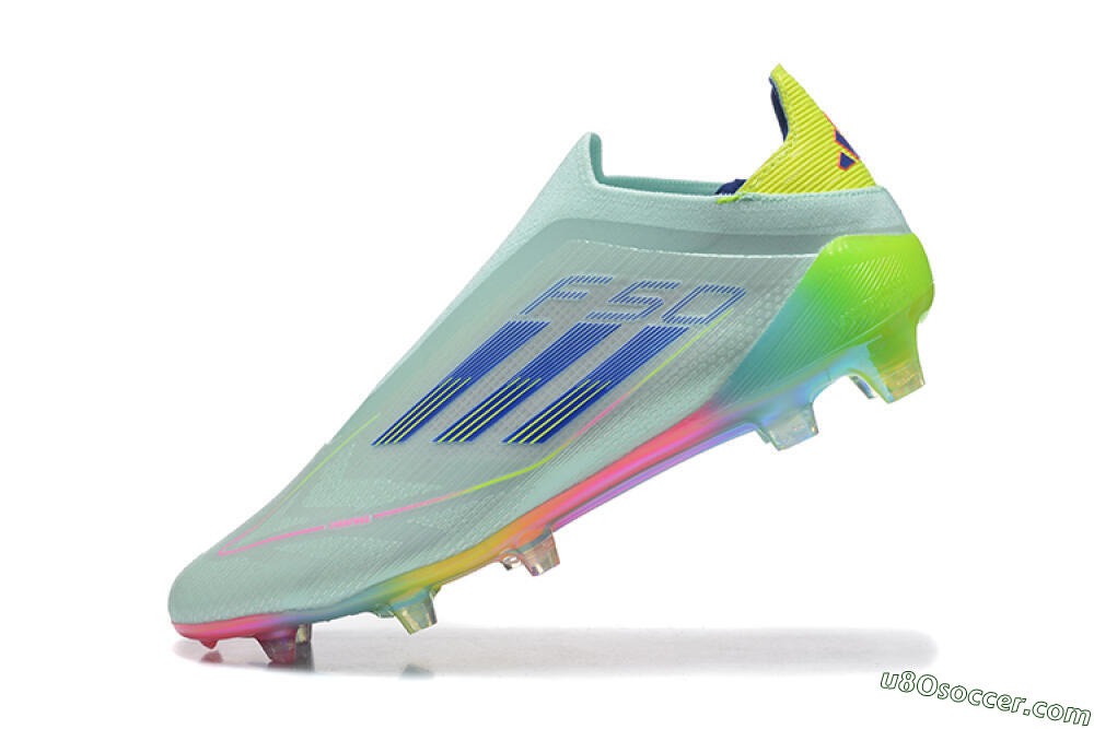 Adidas F50 Elite Laceless FG Firm Ground Soccer Cleats - Jade/Blue/Pink/Yellow 8