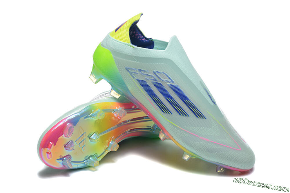 Adidas F50 Elite Laceless FG Firm Ground Soccer Cleats - Jade/Blue/Pink/Yellow 4