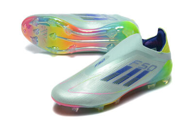 Adidas F50 Elite Laceless FG Firm Ground Soccer Cleats - Jade/Blue/Pink/Yellow