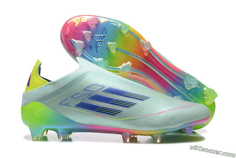 Adidas F50 Elite Laceless FG Firm Ground Soccer Cleats - Jade/Blue/Pink/Yellow 1