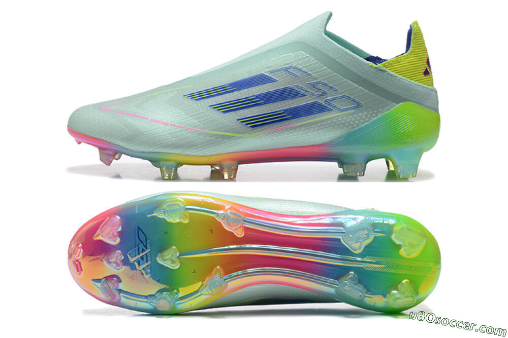 Adidas F50 Elite Laceless FG Firm Ground Soccer Cleats - Jade/Blue/Pink/Yellow 0