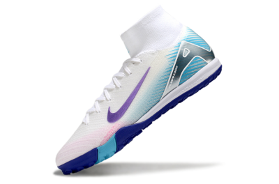 Nike Air Zoom Mercurial Superfly 10 Elite TF Artificial Turf Soccer Shoes - White/Purple/Blue
