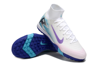 Nike Air Zoom Mercurial Superfly 10 Elite TF Artificial Turf Soccer Shoes - White/Purple/Blue