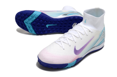 Nike Air Zoom Mercurial Superfly 10 Elite TF Artificial Turf Soccer Shoes - White/Purple/Blue