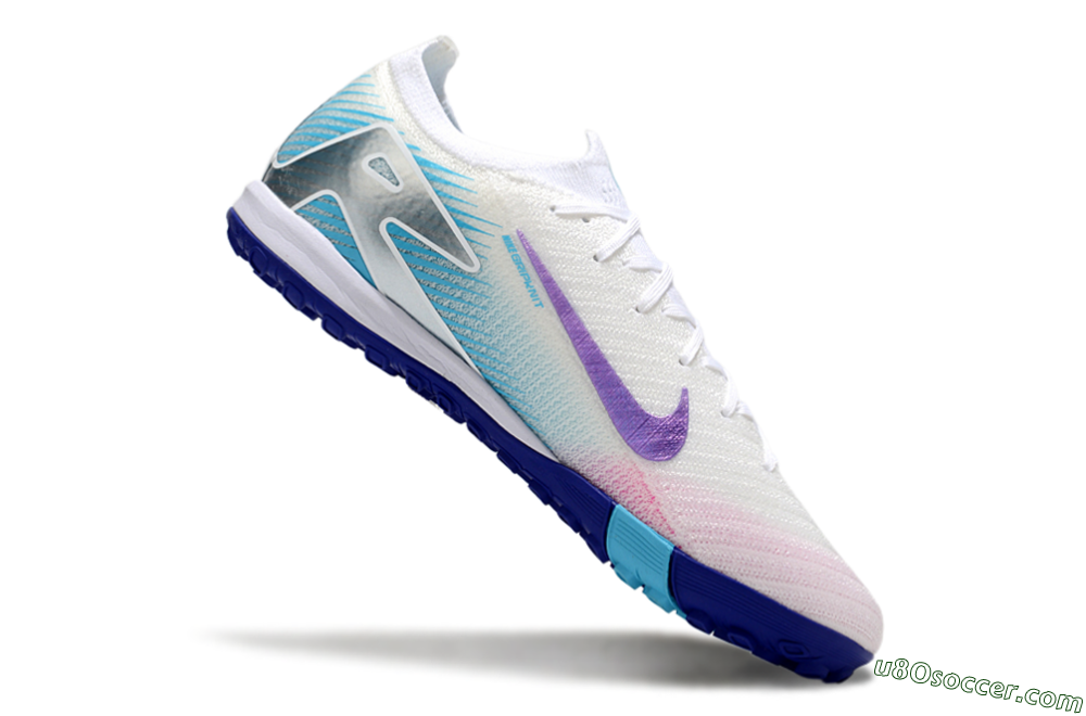 Nike Air Zoom Mercurial Vapor 16 Elite TF Artificial Turf Soccer Shoes - White/Purple/Silver/Jade 5