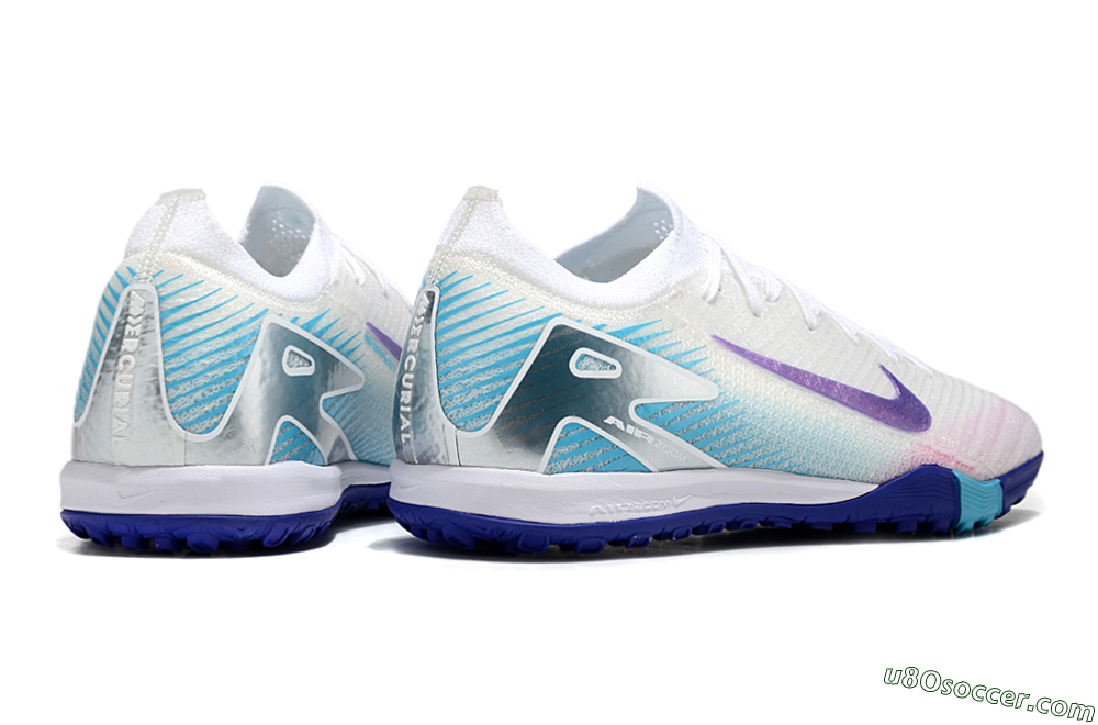 Nike Air Zoom Mercurial Vapor 16 Elite TF Artificial Turf Soccer Shoes - White/Purple/Silver/Jade 7