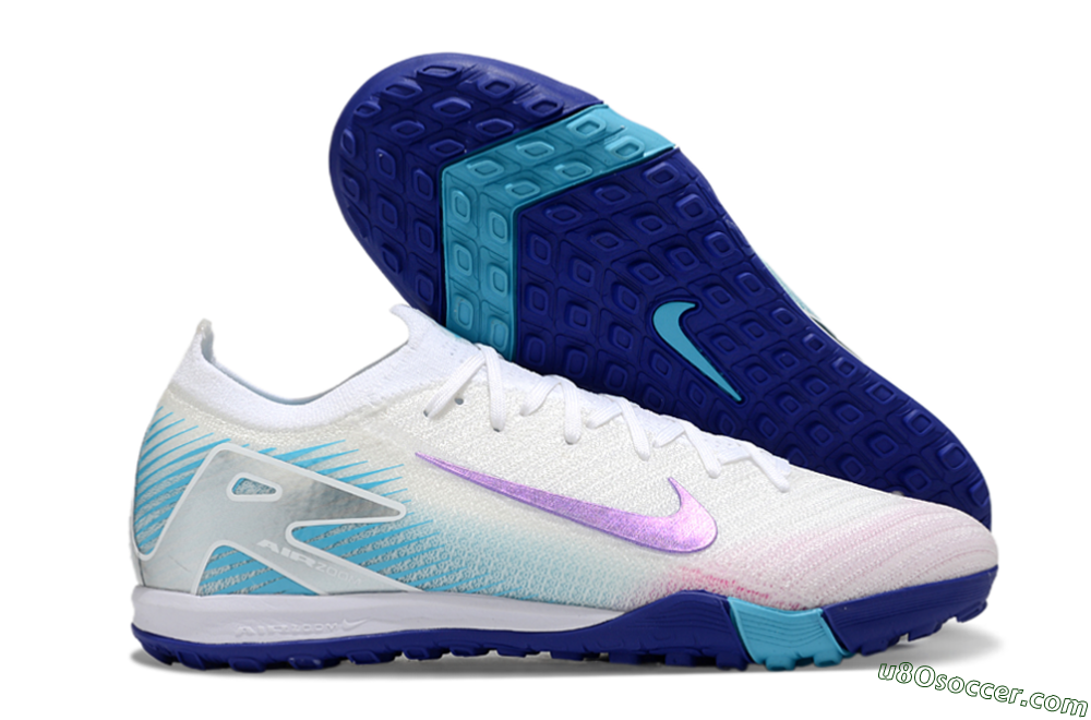 Nike Air Zoom Mercurial Vapor 16 Elite TF Artificial Turf Soccer Shoes - White/Purple/Silver/Jade 1