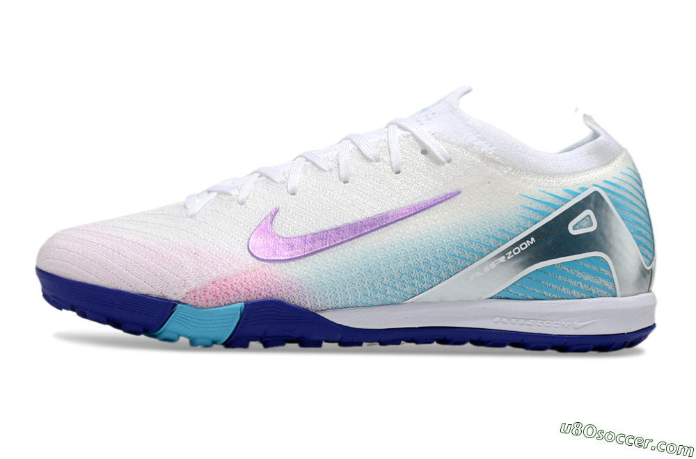 Nike Air Zoom Mercurial Vapor 16 Elite TF Artificial Turf Soccer Shoes - White/Purple/Silver/Jade 2