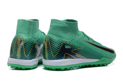 Nike Air Zoom Mercurial Superfly 10 Elite TF Artificial Turf Soccer Shoes - Green/Gold/White