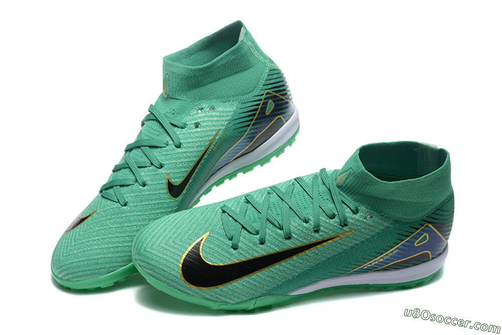 Nike Air Zoom Mercurial Superfly 10 Elite TF Artificial Turf Soccer Shoes - Green/Gold/White 6