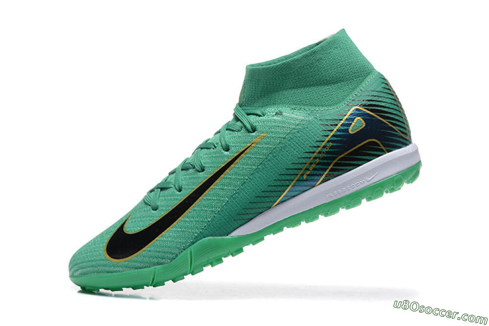Nike Air Zoom Mercurial Superfly 10 Elite TF Artificial Turf Soccer Shoes - Green/Gold/White 8
