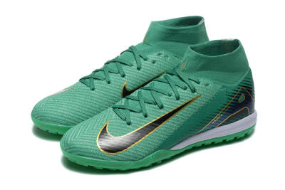 Nike Air Zoom Mercurial Superfly 10 Elite TF Artificial Turf Soccer Shoes - Green/Gold/White