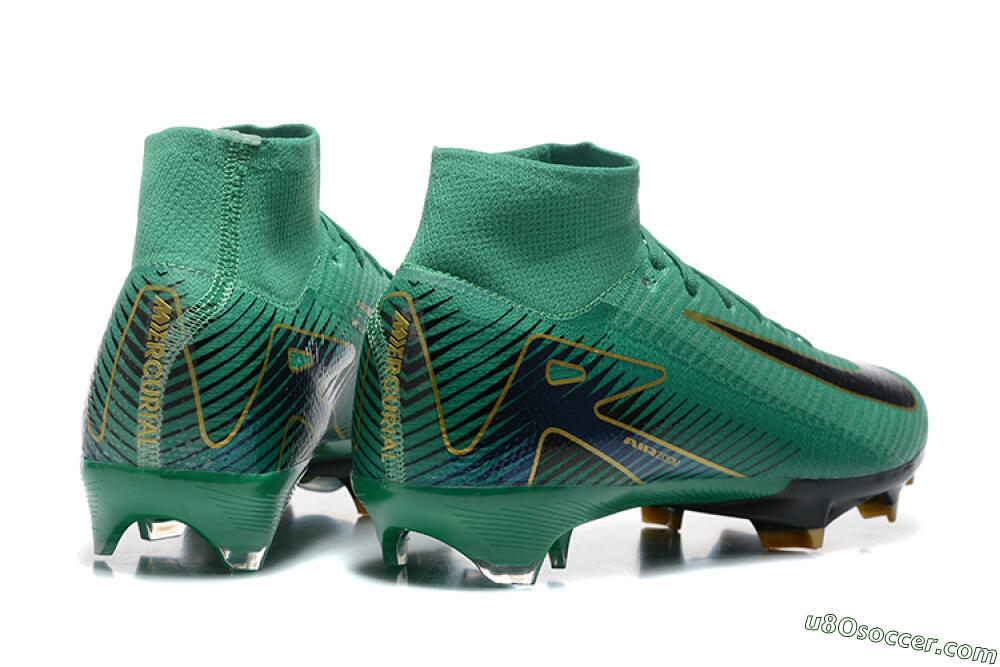 Nike Air Zoom Mercurial Superfly 10 Elite FG Firm Ground Soccer Cleats - Green/Gold/White 9