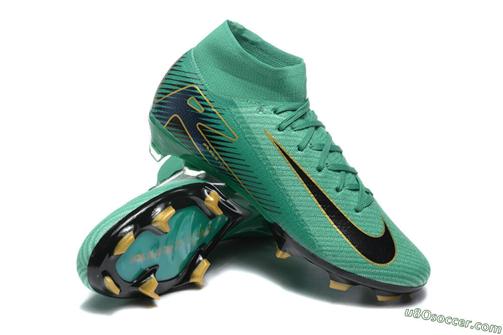 Nike Air Zoom Mercurial Superfly 10 Elite FG Firm Ground Soccer Cleats - Green/Gold/White 4