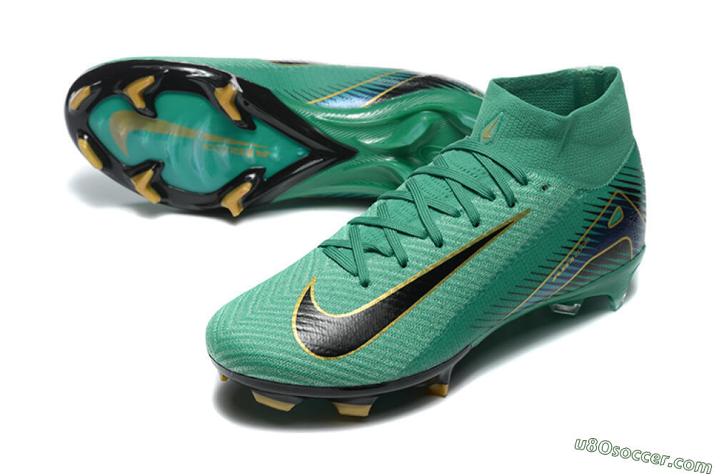 Nike Air Zoom Mercurial Superfly 10 Elite FG Firm Ground Soccer Cleats - Green/Gold/White 3