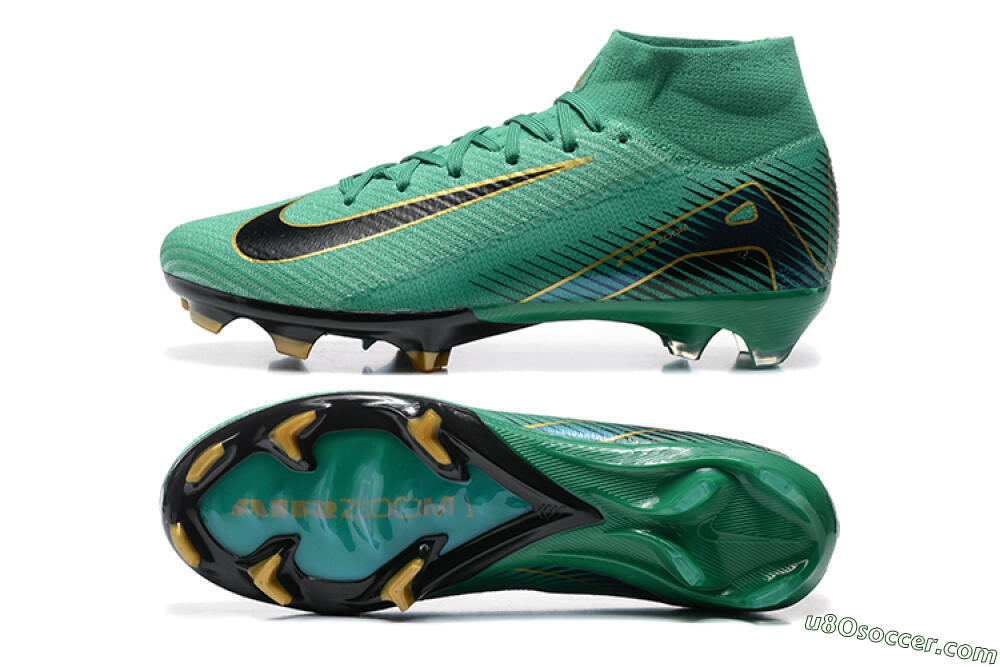 Nike Air Zoom Mercurial Superfly 10 Elite FG Firm Ground Soccer Cleats - Green/Gold/White 0
