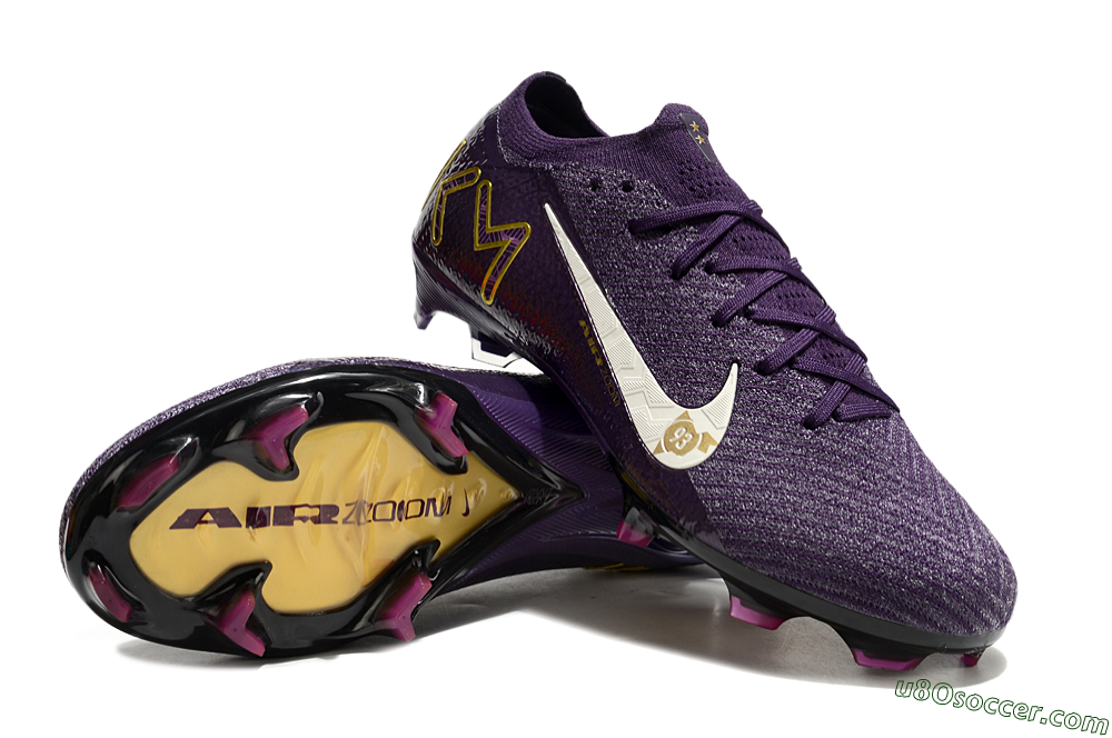 Nike Air Zoom Mercurial Vapor 16 Elite FG Firm Ground Soccer Cleats - Purple/White/Gold 3