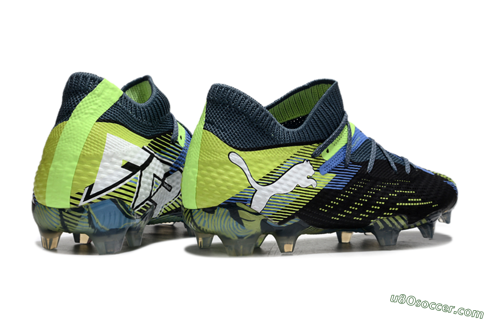 Puma Future Ultimate FG Firm Ground Soccer Cleats - Black/Yellow/Blue 6