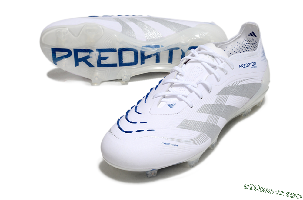 Adidas Predator Elite 25 FG Firm Ground Soccer Cleats - White/Blue/Silver 3