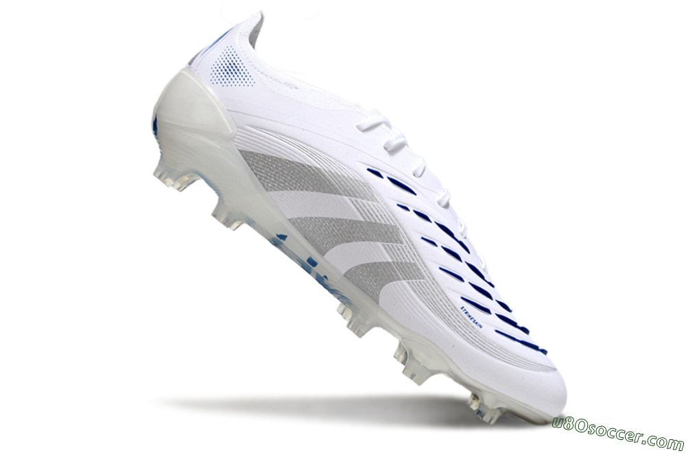Adidas Predator Elite 25 FG Firm Ground Soccer Cleats - White/Blue/Silver 4