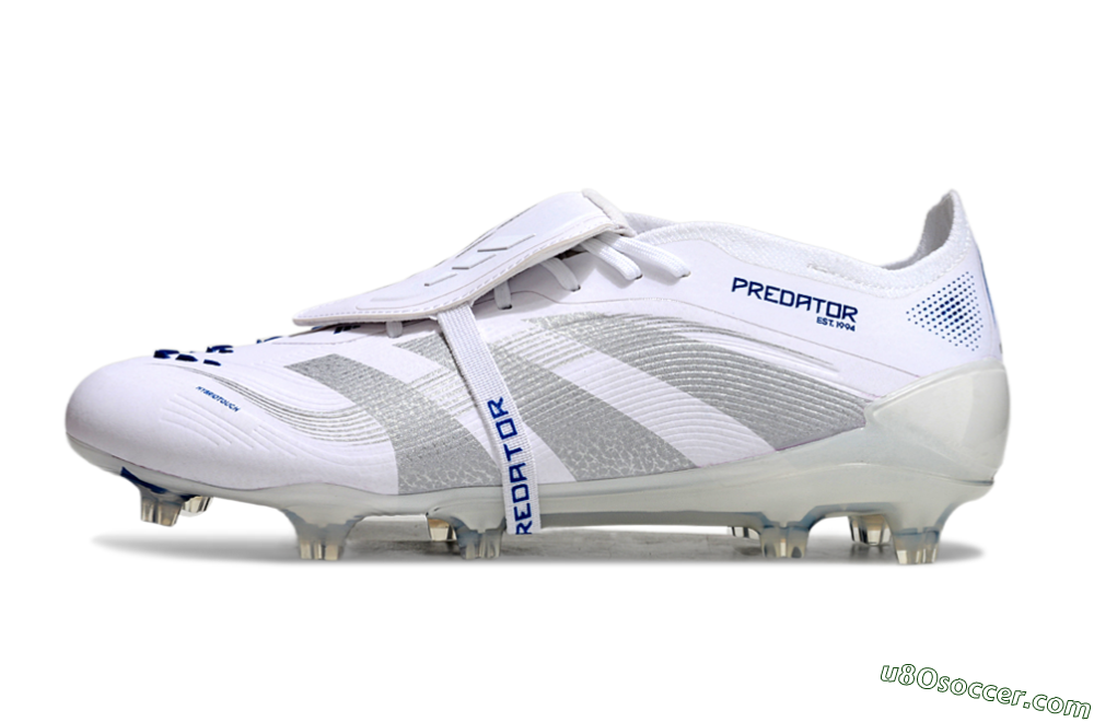 Adidas Predator Elite 25 Foldover Tongue FG Firm Ground Soccer Cleats - White/Blue/Silver 2