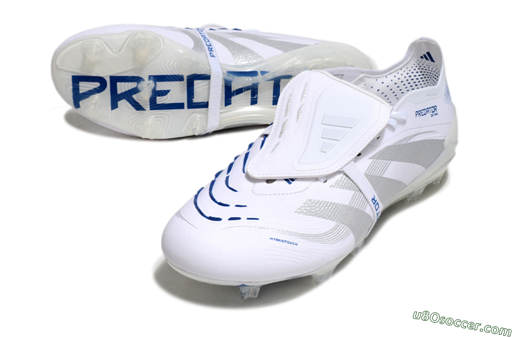 Adidas Predator Elite 25 Foldover Tongue FG Firm Ground Soccer Cleats - White/Blue/Silver 3