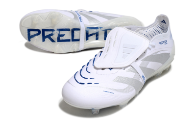 Adidas Predator Elite 25 Foldover Tongue FG Firm Ground Soccer Cleats - White/Blue/Silver