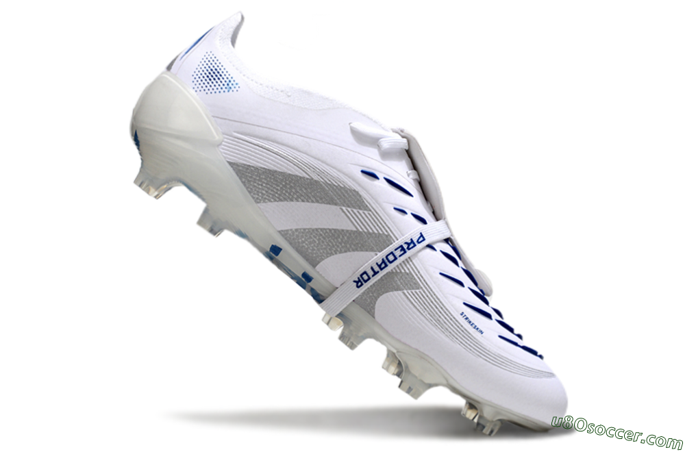 Adidas Predator Elite 25 Foldover Tongue FG Firm Ground Soccer Cleats - White/Blue/Silver 4