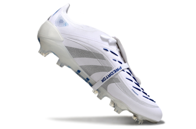 Adidas Predator Elite 25 Foldover Tongue FG Firm Ground Soccer Cleats - White/Blue/Silver