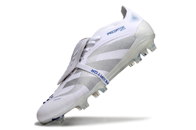 Adidas Predator Elite 25 Foldover Tongue FG Firm Ground Soccer Cleats - White/Blue/Silver