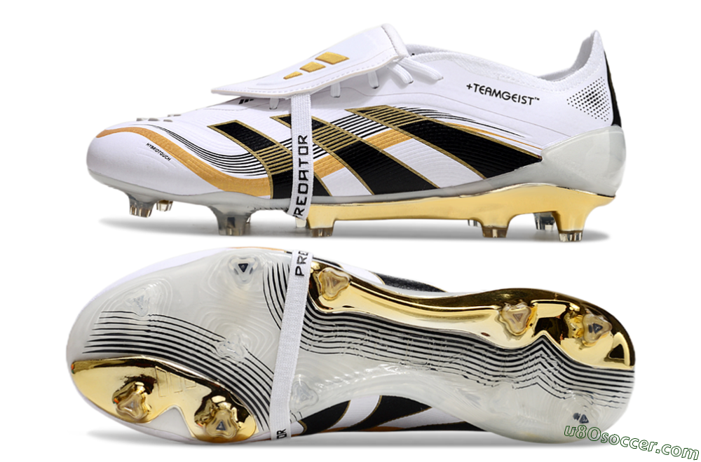 Adidas Predator Elite Foldover Tongue FG Firm Ground Soccer Cleats - White/Black/Gold 0