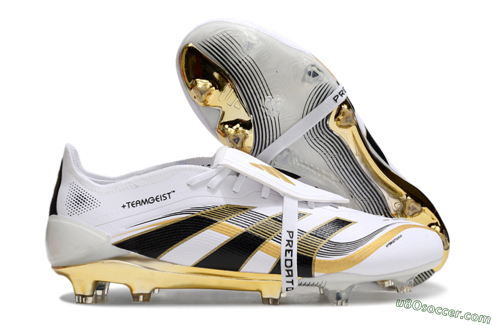 Adidas Predator Elite Foldover Tongue FG Firm Ground Soccer Cleats - White/Black/Gold 1
