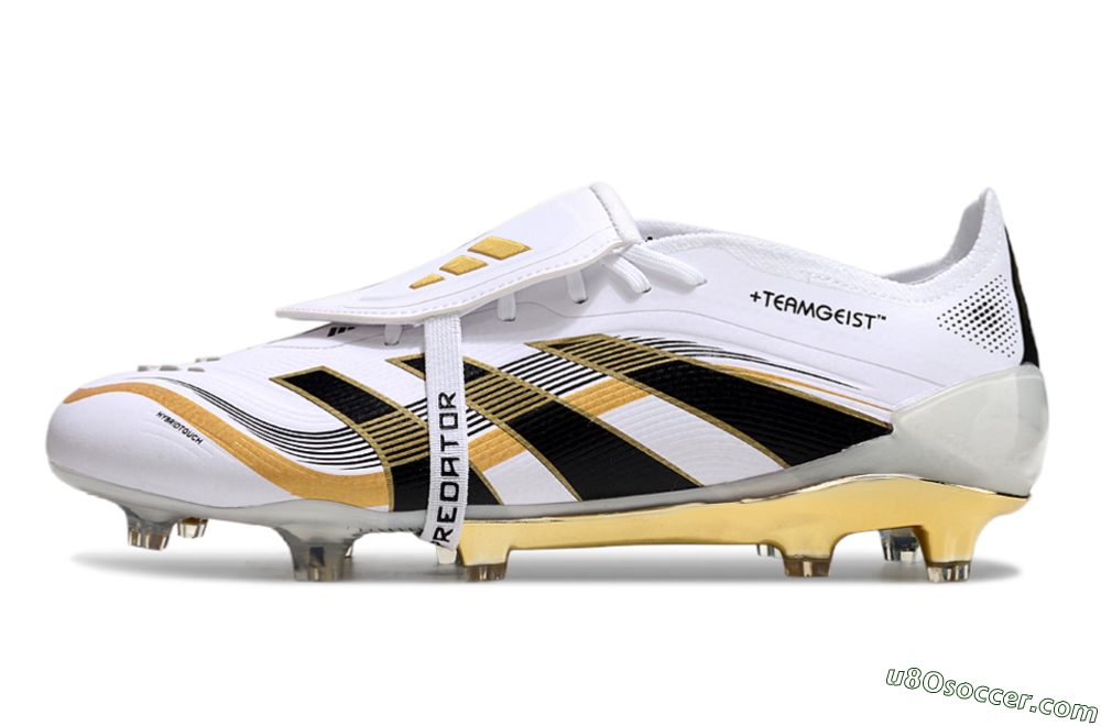 Adidas Predator Elite Foldover Tongue FG Firm Ground Soccer Cleats - White/Black/Gold 2