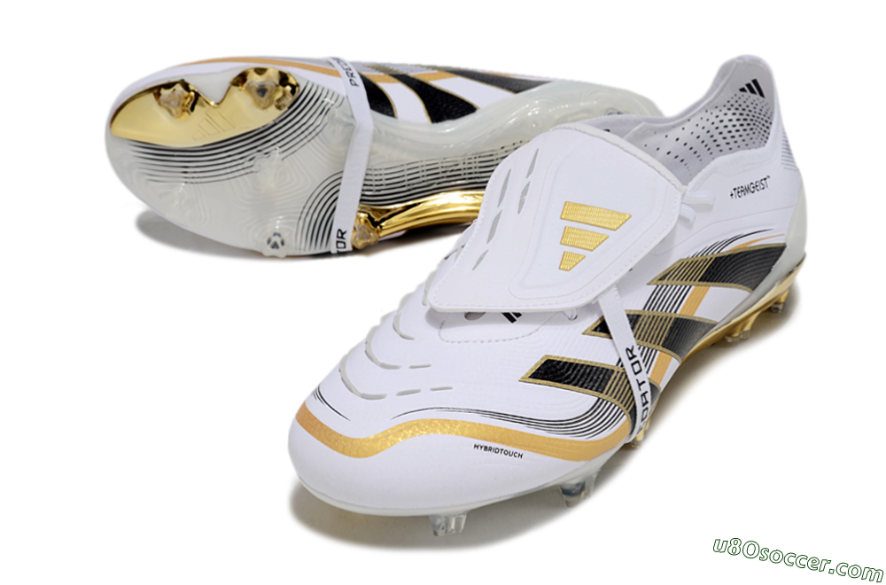 Adidas Predator Elite Foldover Tongue FG Firm Ground Soccer Cleats - White/Black/Gold 3