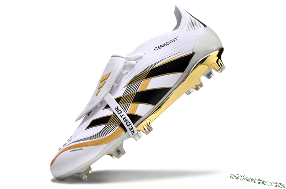 Adidas Predator Elite Foldover Tongue FG Firm Ground Soccer Cleats - White/Black/Gold 5