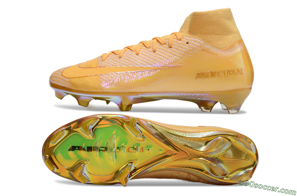Nike Air Zoom Mercurial Superfly 10 Elite FG Firm Ground Soccer Cleats - Gold/Gold 0