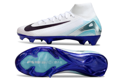 Nike Air Zoom Mercurial Superfly 10 Elite FG Firm Ground Soccer Cleats - White/Purple/Blue
