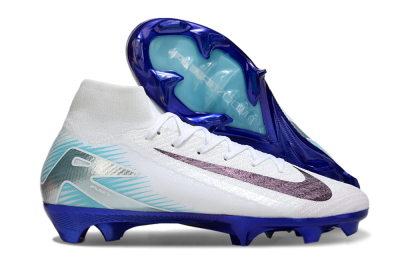 Nike Air Zoom Mercurial Superfly 10 Elite FG Firm Ground Soccer Cleats - White/Purple/Blue