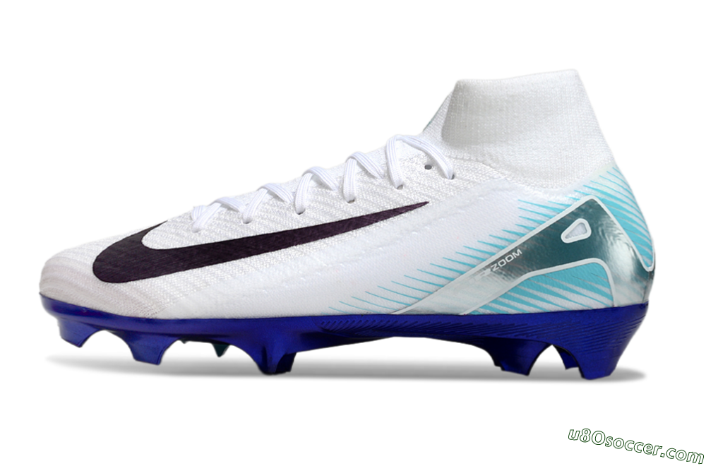 Nike Air Zoom Mercurial Superfly 10 Elite FG Firm Ground Soccer Cleats - White/Purple/Blue 2