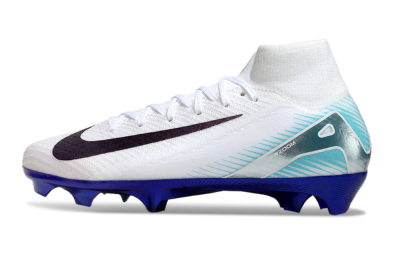 Nike Air Zoom Mercurial Superfly 10 Elite FG Firm Ground Soccer Cleats - White/Purple/Blue