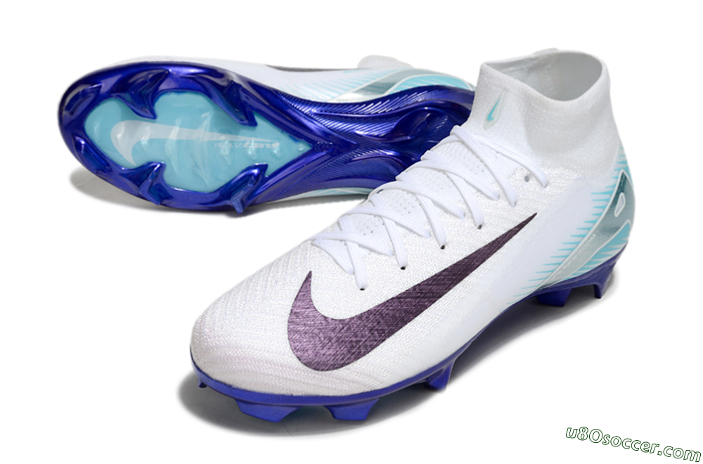 Nike Air Zoom Mercurial Superfly 10 Elite FG Firm Ground Soccer Cleats - White/Purple/Blue 3