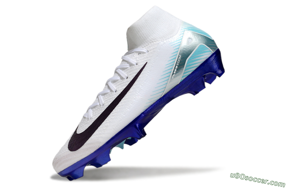 Nike Air Zoom Mercurial Superfly 10 Elite FG Firm Ground Soccer Cleats - White/Purple/Blue 5