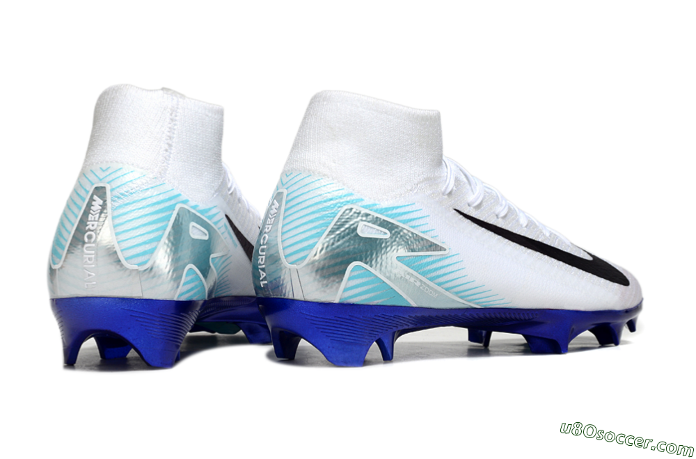 Nike Air Zoom Mercurial Superfly 10 Elite FG Firm Ground Soccer Cleats - White/Purple/Blue 6