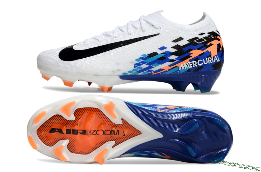 Nike Air Zoom Mercurial Vapor 16 Elite FG Firm Ground Soccer Cleats - White/Black/Blue/Orange 6